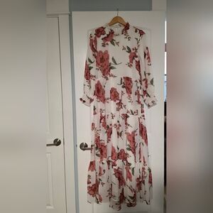 Dainty Jewells White and Pink Floral Long Sleeve Dress